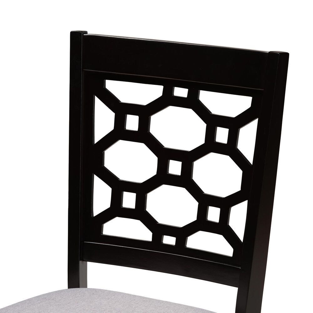 Baxton Studio Peter Side Chair with Grey Cushion in Dark Brown (Set of 4), , large