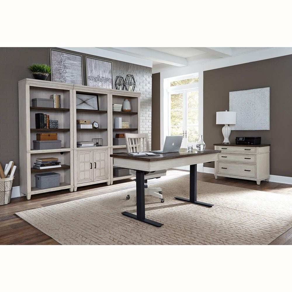 Riva Ridge Caraway 60&quot; Lift Desk in Aged Ivory and Black, , large
