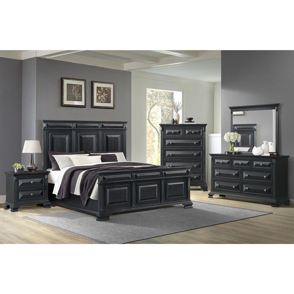 Mayberry Hill Passages 5-Piece King Panel Bedroom Set in Black, , large