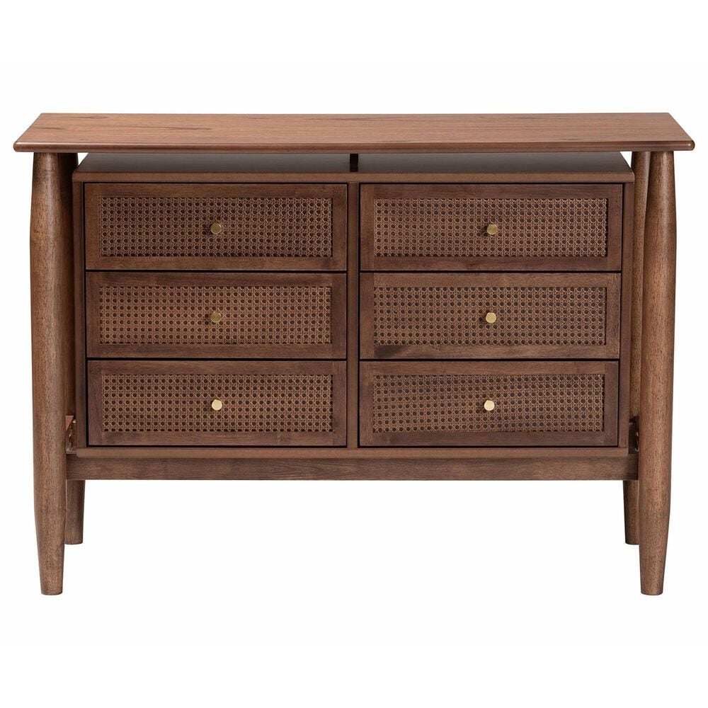 Baxton Studio Alyssa 6-Drawer Dresser in Walnut Brown, , large