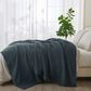 Trade Linker Full/Queen Waffle Weave Knit Throw Blanket in Indigo, , large