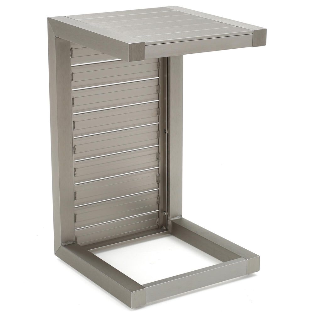 Hearth and Haven Cape Coral C-Shaped Patio Side Table in Silver, , large