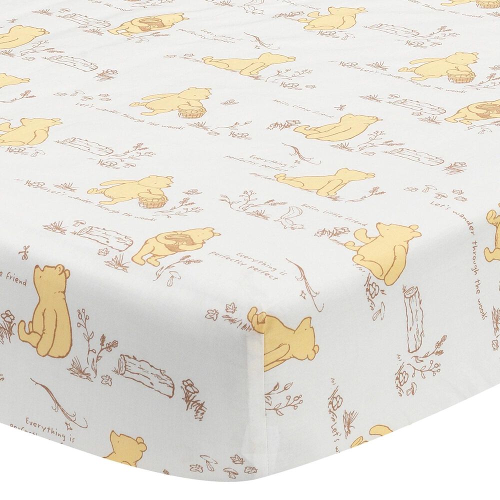 Lambs and Ivy Storytime Pooh Crib Sheet in White NFM