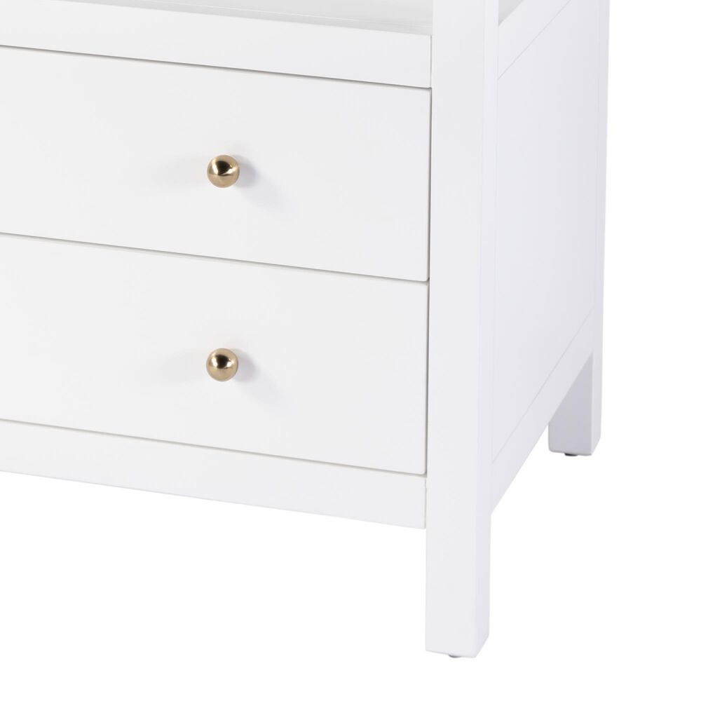 Butler Specialty Company Nora 2-Drawer Wide Nightstand with Open Shelf in Smooth White, , large