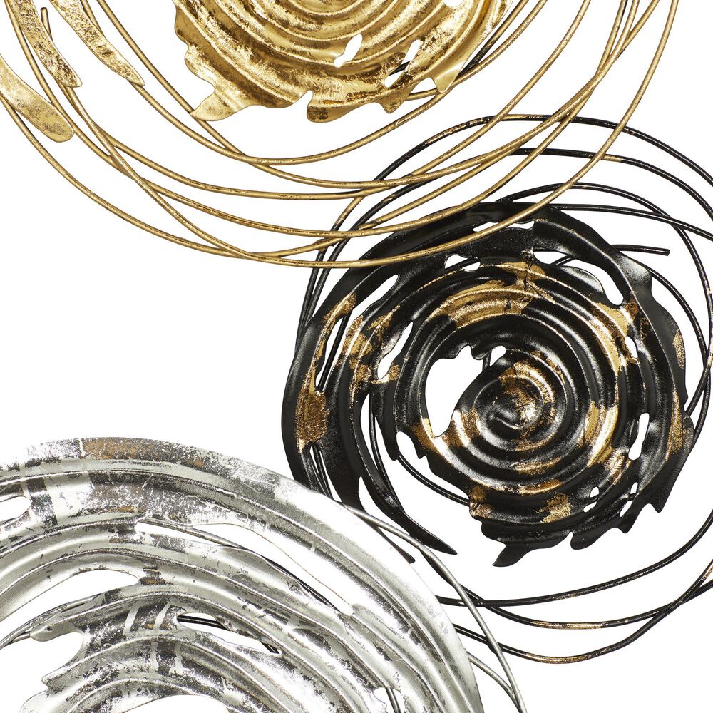 Maple and Jade 36&quot; x 14&quot; Contemporary Metal Wall Decor in Black and Gold &#40;Set of 2&#41;, , large