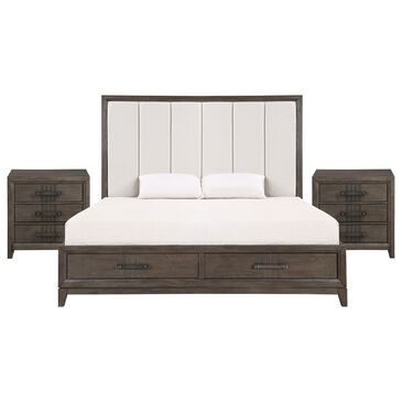 New Heritage Design Landon 3-Piece Queen Bedroom Set with Two Nightstands in Walnut, , large