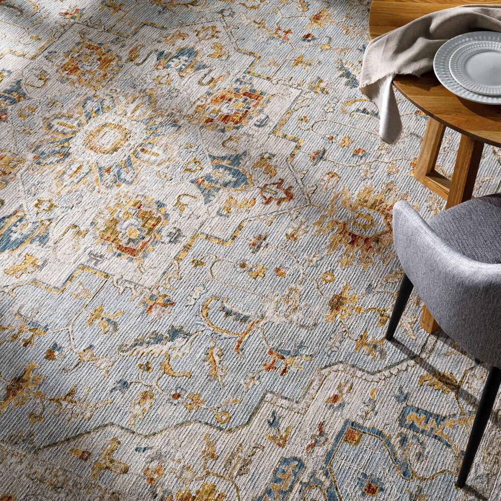 Surya Reina Light Gray, Cream, Denim, Mustard, Rust, Olive and Light Brown 6&#39;7&quot; x 9&#39;6&quot; Area Rug, , large