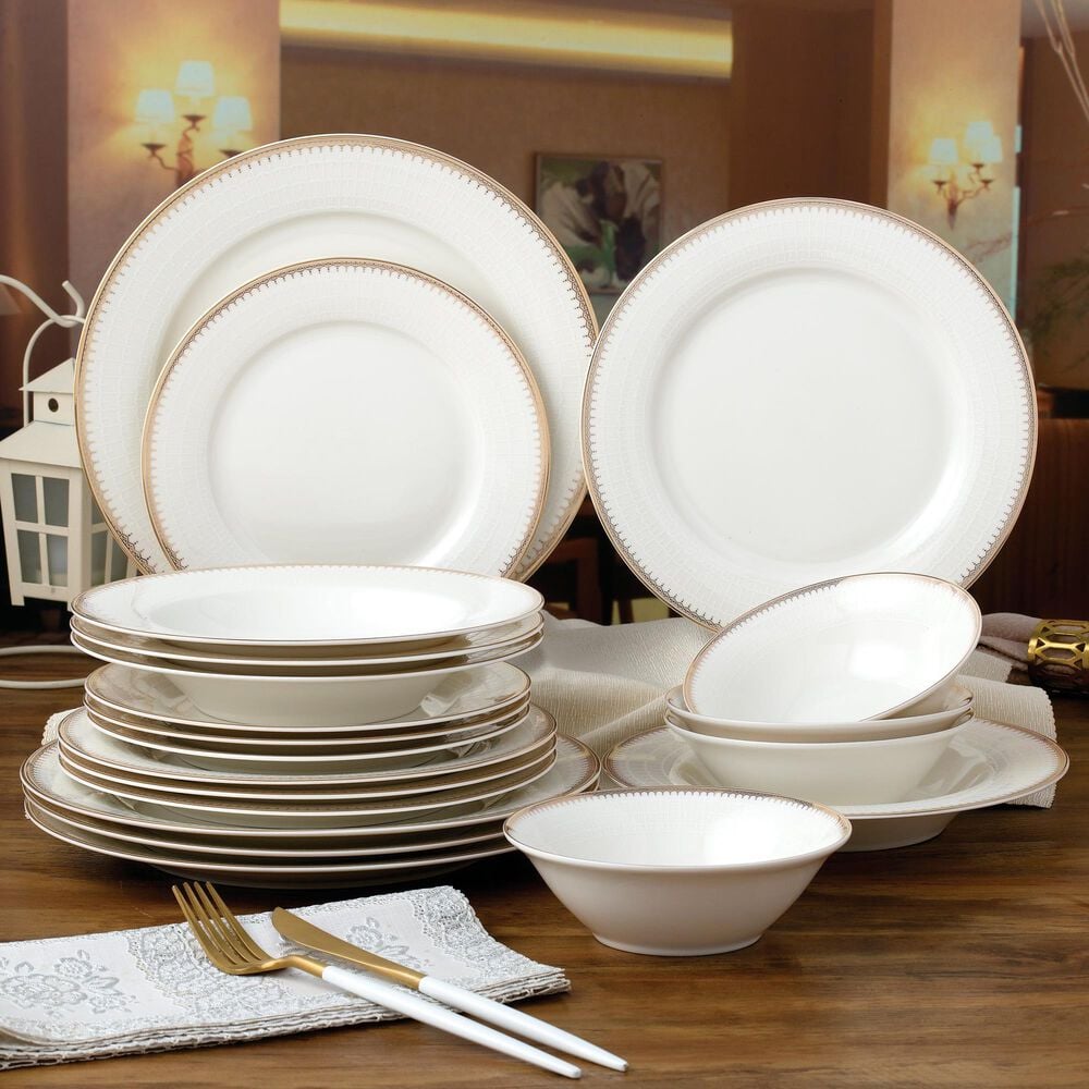 Gifts Plus Amanda 20-Piece Dinnerware Set in Gold, , large