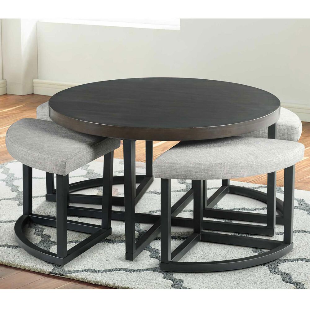 Steve Silver Yukon 5-Piece Nesting Cocktail Table Set in Walnut and Ebony, , large