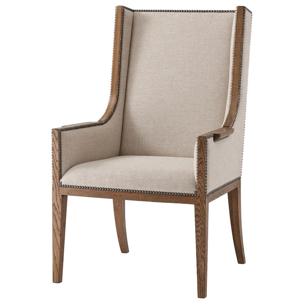 Theodore Alexander Echoes Arm Chair with Wood Back in Oak, , large