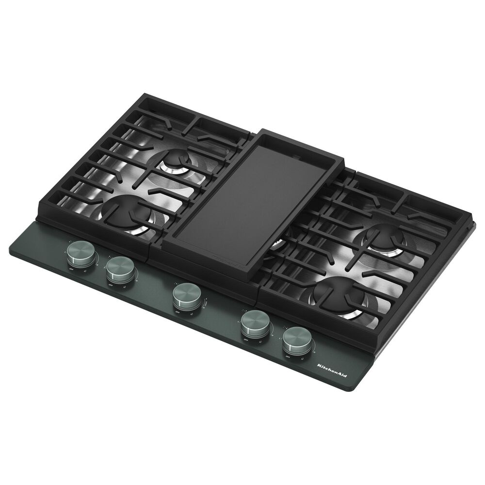 KitchenAid 30" Gas Cooktop with Aluminum Griddle and LED Backlit Knobs in Juniper, , large