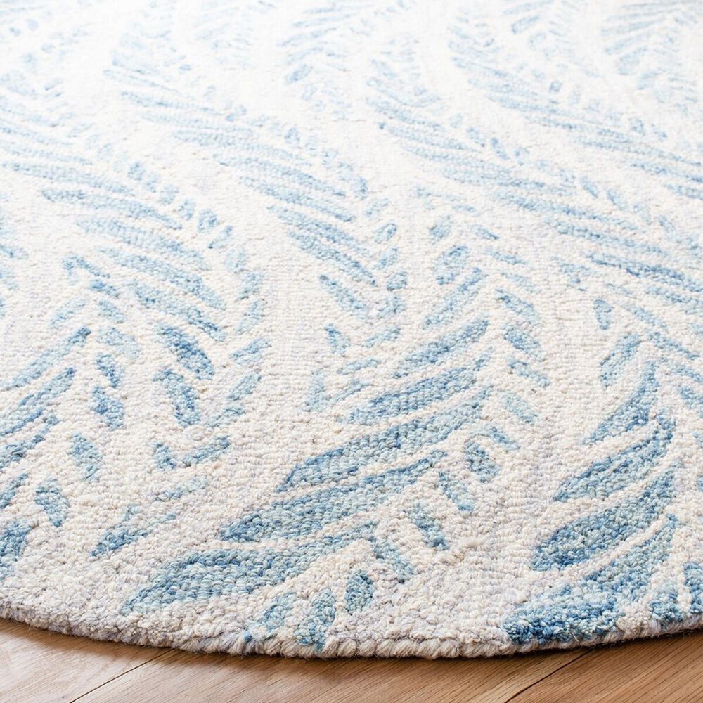 Safavieh Micro-Loop MLP170A 5&#39; Round Ivory and Blue Area Rug, , large