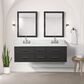 Lexora Home Castor 60" Double Bathroom Vanity in Black with 2 cm White Carrara Marble Top and Rectangular Sinks, , large