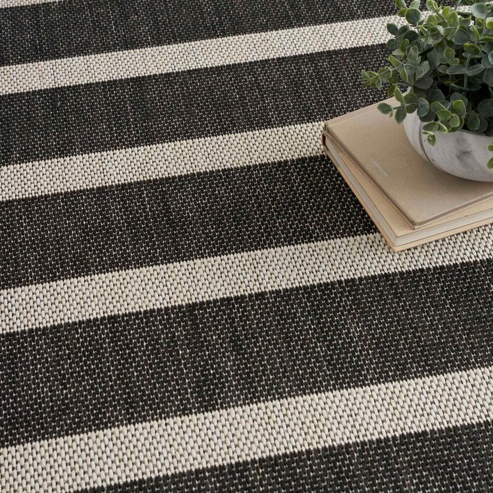 Nourison Positano POS03 Black and Ivory 5&#39; x 7&#39; Indoor/Outdoor Area Rug, , large