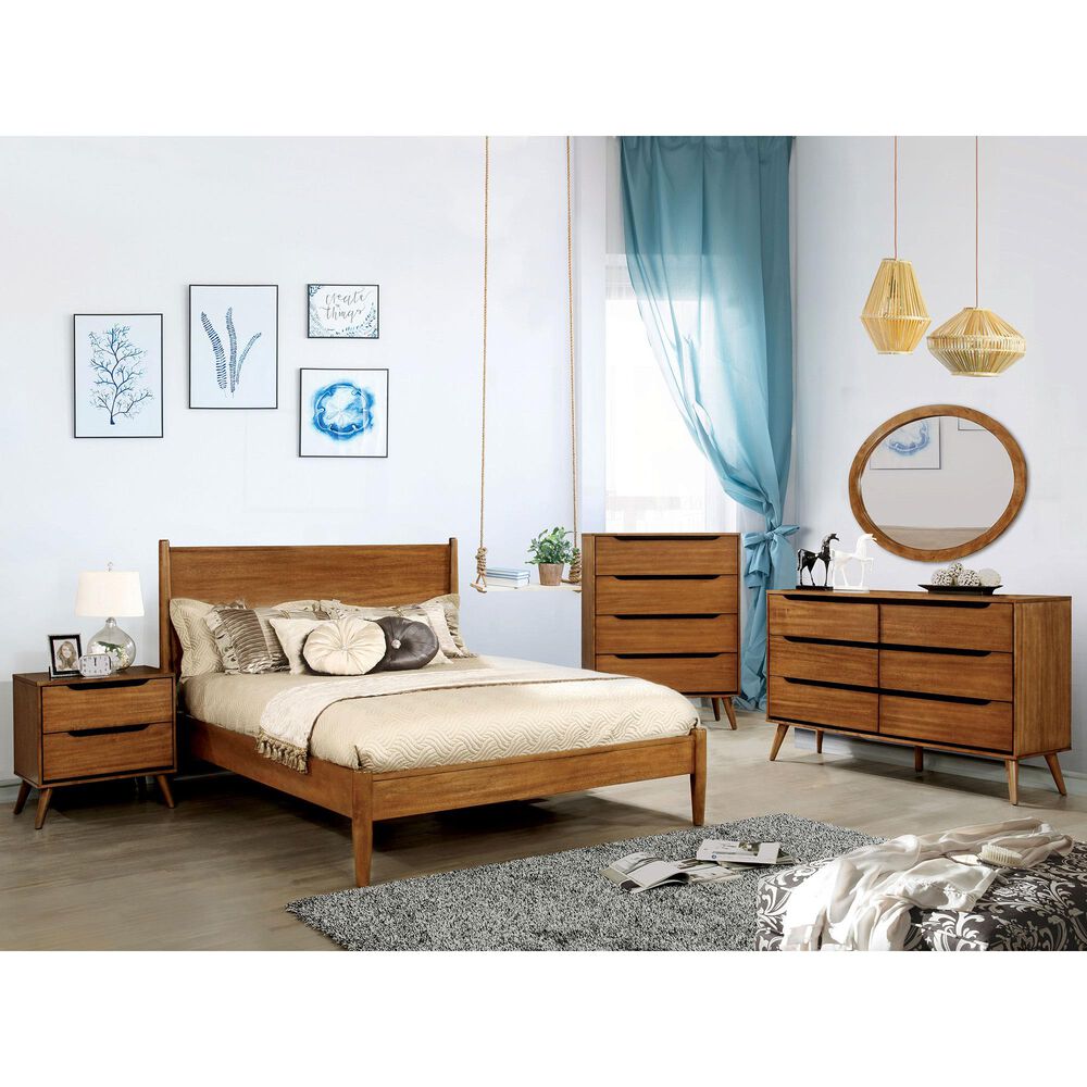 Furniture of America Ruiz Queen Platform Bed in Oak, , large