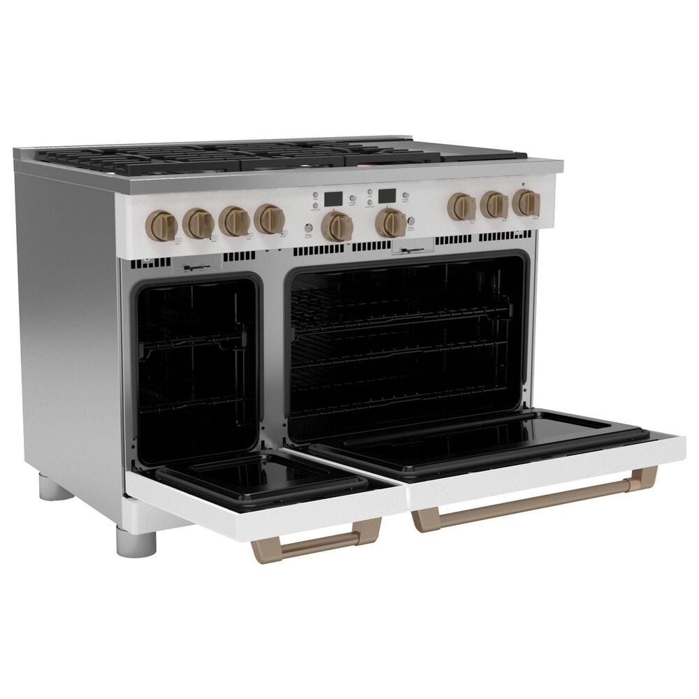 Cafe 8.25 Cu. Ft. Freestanding Dual Fuel Range with Double Oven in Matte White and Brushed Bronze, , large