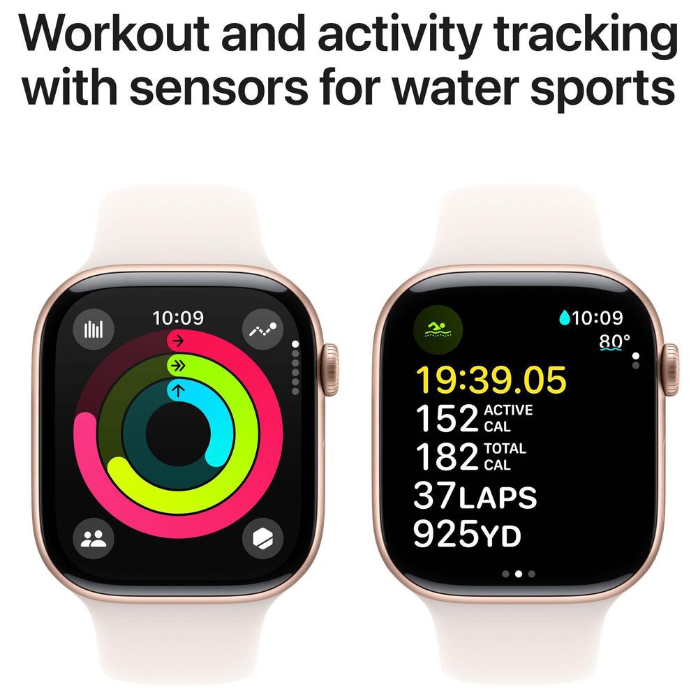 Apple Watch Series 10 GPS 42mm Rose Gold Aluminum Case with Light Blush Sport Band - S/M, , large