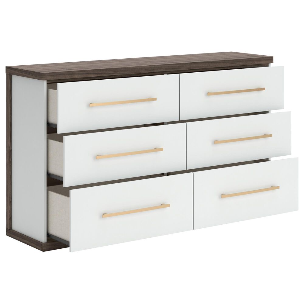 Ashley Kendanport King Upholstered Bed with Dresser, Chest, and Two Nightstands in Brown and White, , large