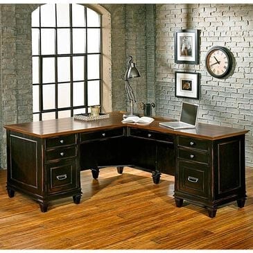 Wycliff Bay Hartford L-Desk in Black and Oak, , large