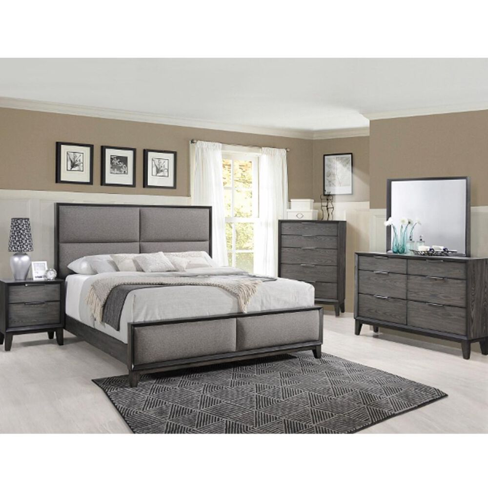 Claremont Florian King Panel Bed in Brown with Gray Wash, , large