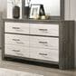 Crown Mark Rhett 6-Drawer Dresser in Gray and White, , large