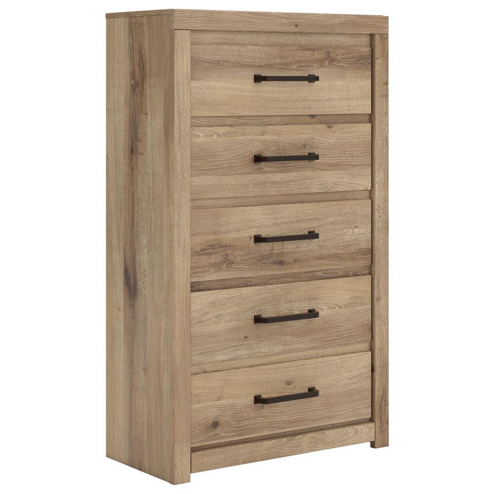 Ashley Brozmont 5 Piece King Panel Bedroom Set in Natural Brown, , large