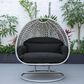Leisuremod Mendoza Patio 2-Seat Hanging Egg Swing Chair with Dark Grey Cushion in Light Grey, , large