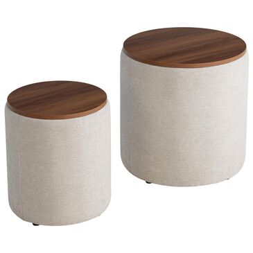 Lifestyle Solutions Avery 2-Piece Nested Storage Ottoman in Linen, , large