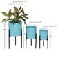 Maple and Jade Metal Planter with Removable Stand in Polished Teal and Black (Set of 2), , large