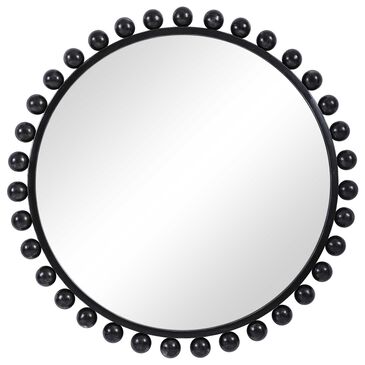 Uttermost Cyra Round Accent Wall Mirror in Distressed Black, , large