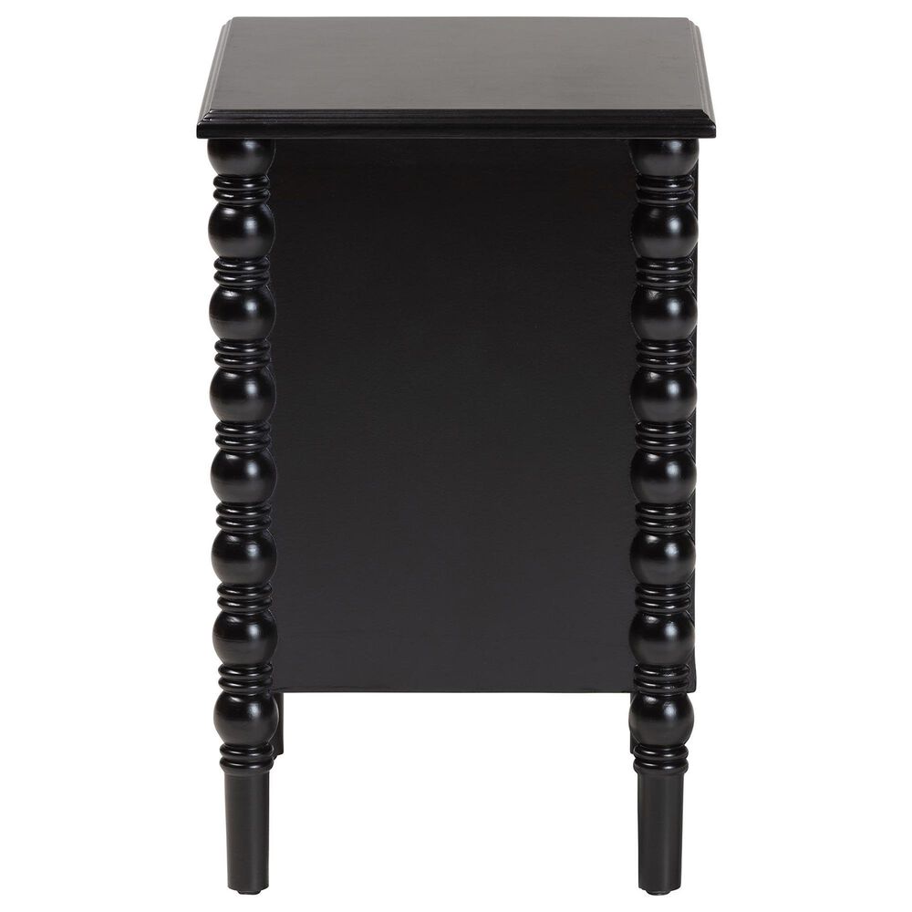 Baxton Studio Malinda 2-Drawer End Table with Spindle Legs in Black, , large