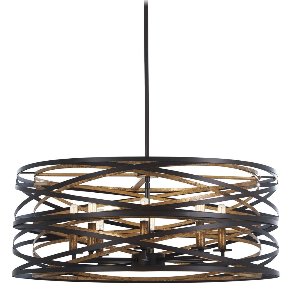 Minka-Lavery Vortic Flow 28" 8-Light Pendant Ceiling Light in Dark Bronze, , large