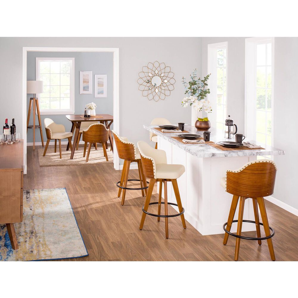 Lumisource Ahoy Swivel Counter Stool with Cream Cushion in Walnut and Black, , large