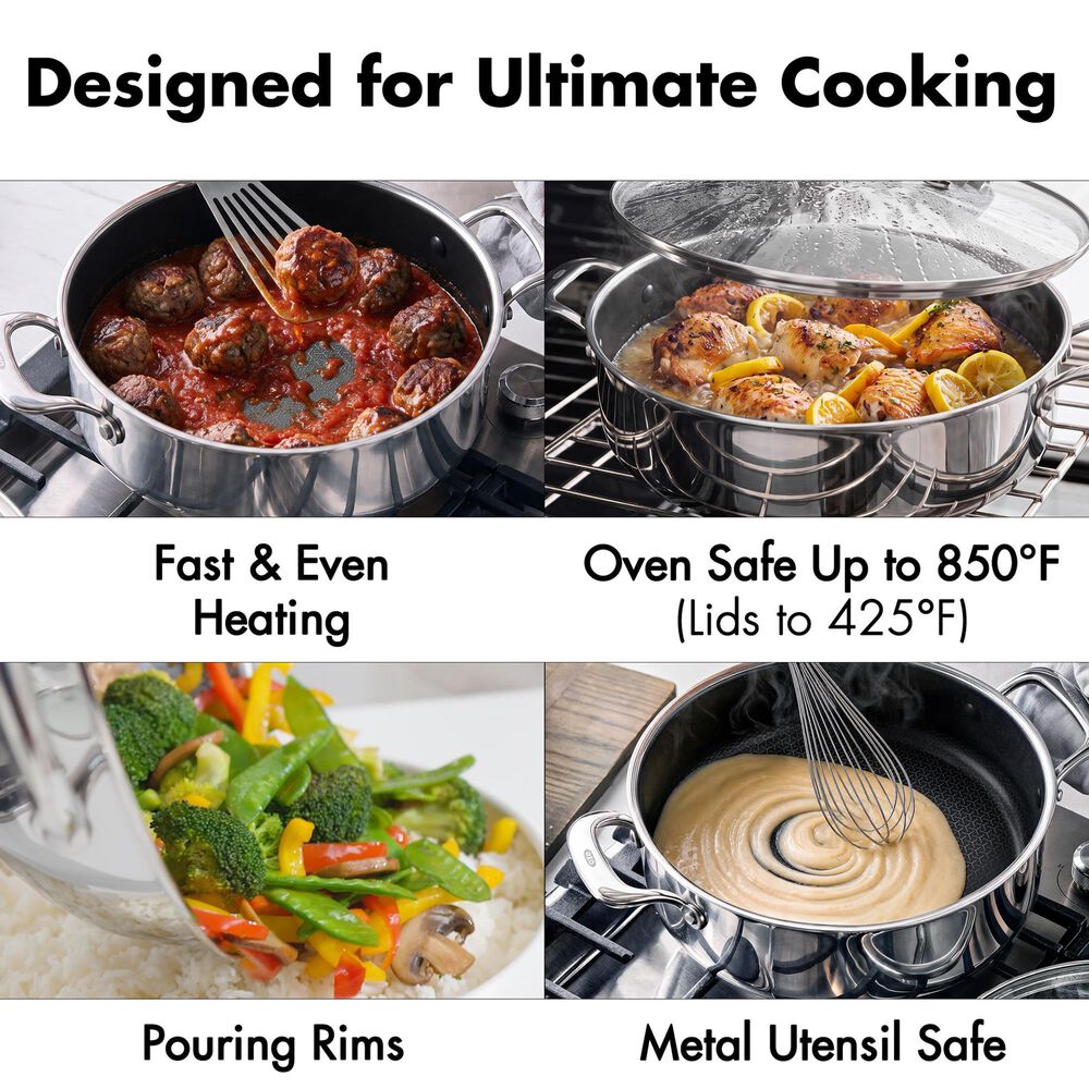 Green Pan Trident Hybrid Nonstick Everyday Pan with Lid in Stainless Steel, , large