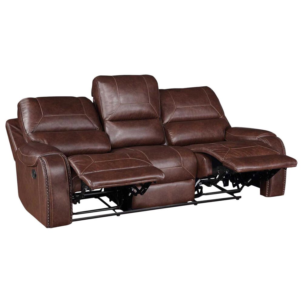 Crystal City Keily Manual Reclining Sofa with Dropdown Table in Brown, , large