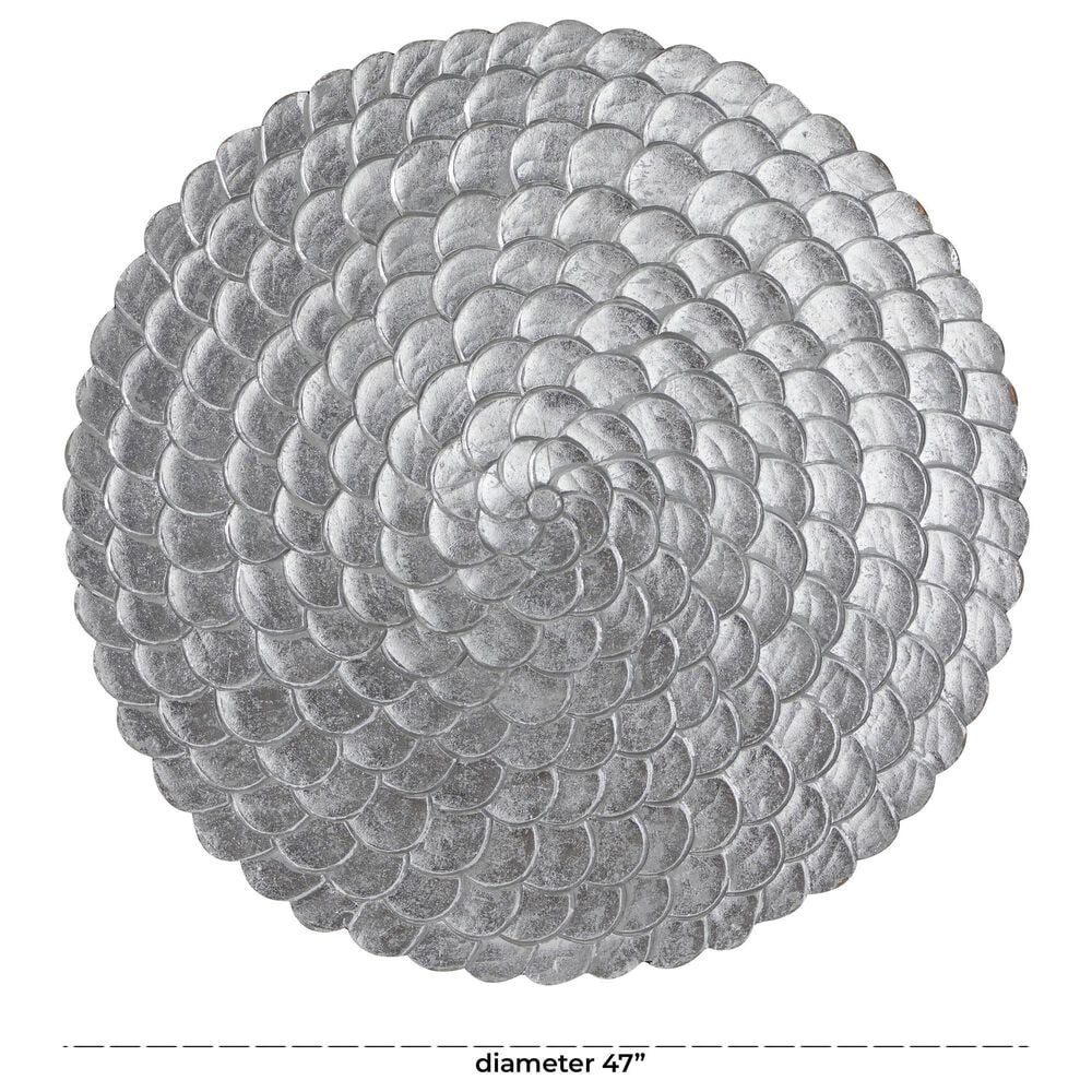 Maple and Jade 47&quot; x 47&quot; Round Plate Carved Radial Home Wall Decor in Silver, , large