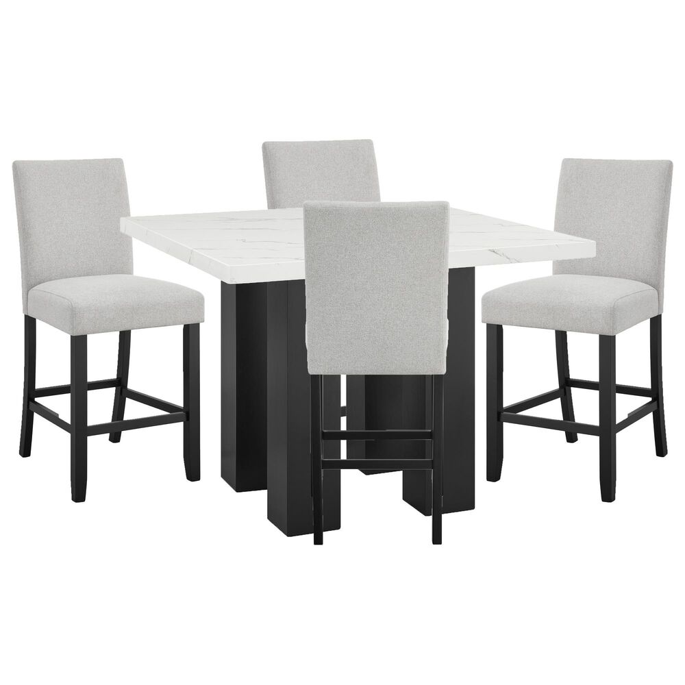 Crown Mark Parkside 5-Piece Square Dining Set in Black and White, , large