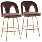 LumiSource Ava Swivel Counter Stool with Espresso Velvet Upholstery in Gold (Set of 2), , large