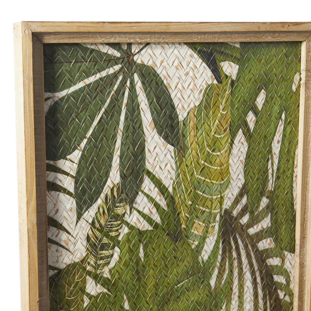 Maple and Jade 17&quot; x 25&quot; Leaf Tropical Home Wall Decor with Frame in Brown, Green and White &#40;Set of 2&#41;, , large
