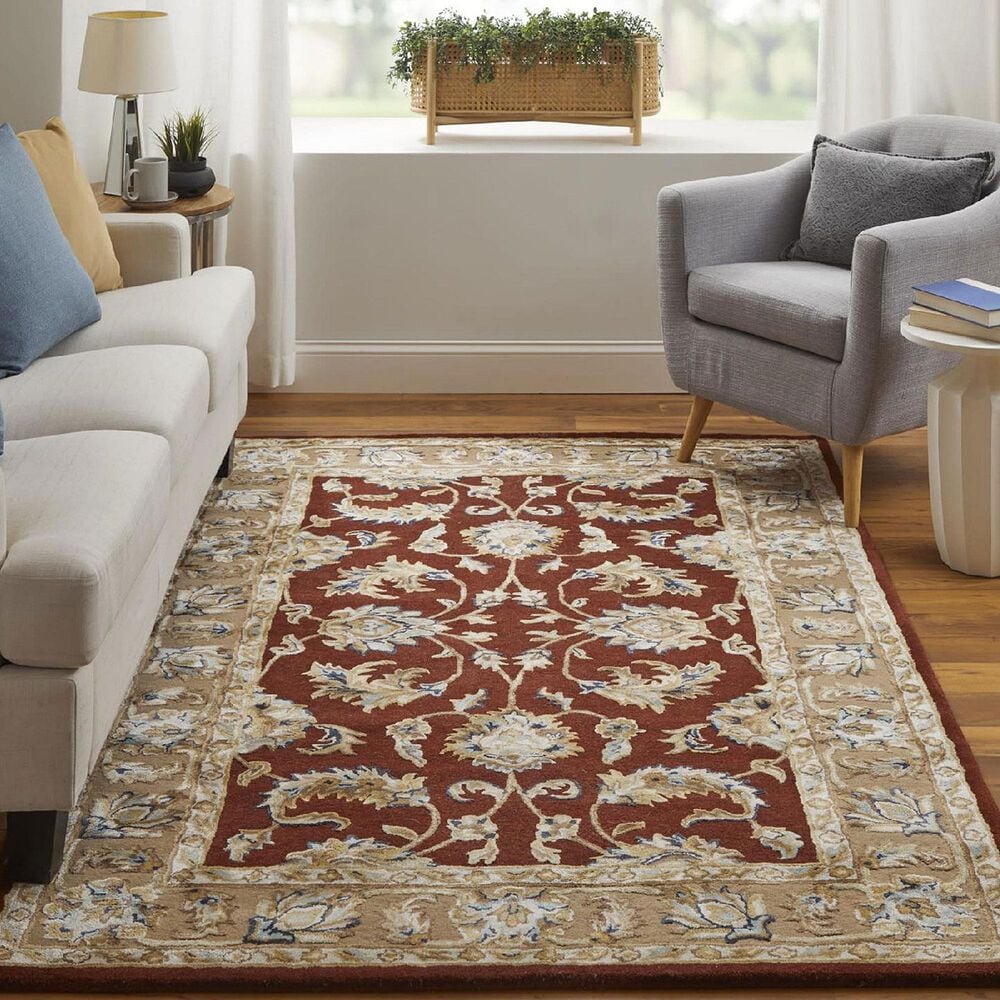 Feizy Prescott 5&#39; x 8&#39; Rust and Beige Area Rug, , large
