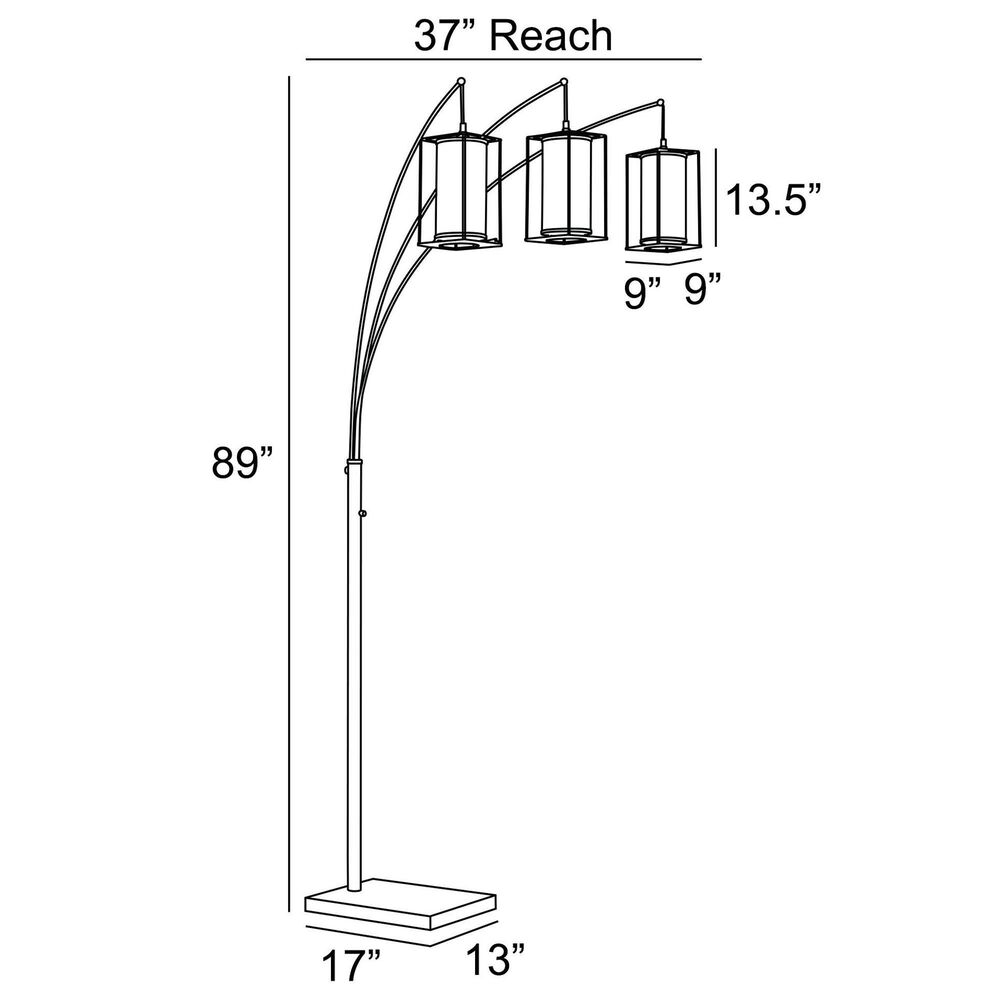 Lite Source Stein 3-Lite Arc Floor Lamp with Edison Bulb in Black, , large