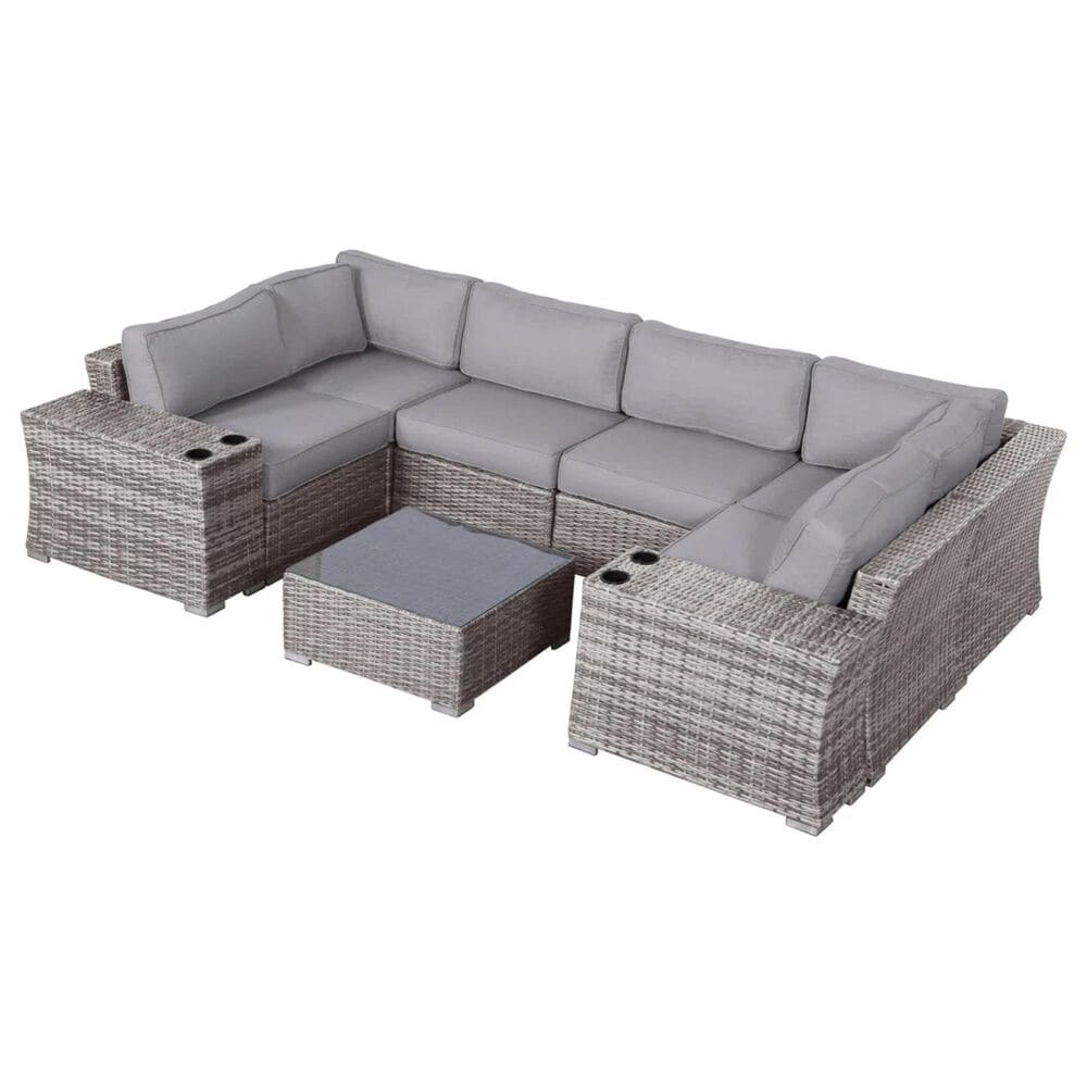 Hearth and Haven 7-Piece Outdoor Sectional Set in Gray, , large