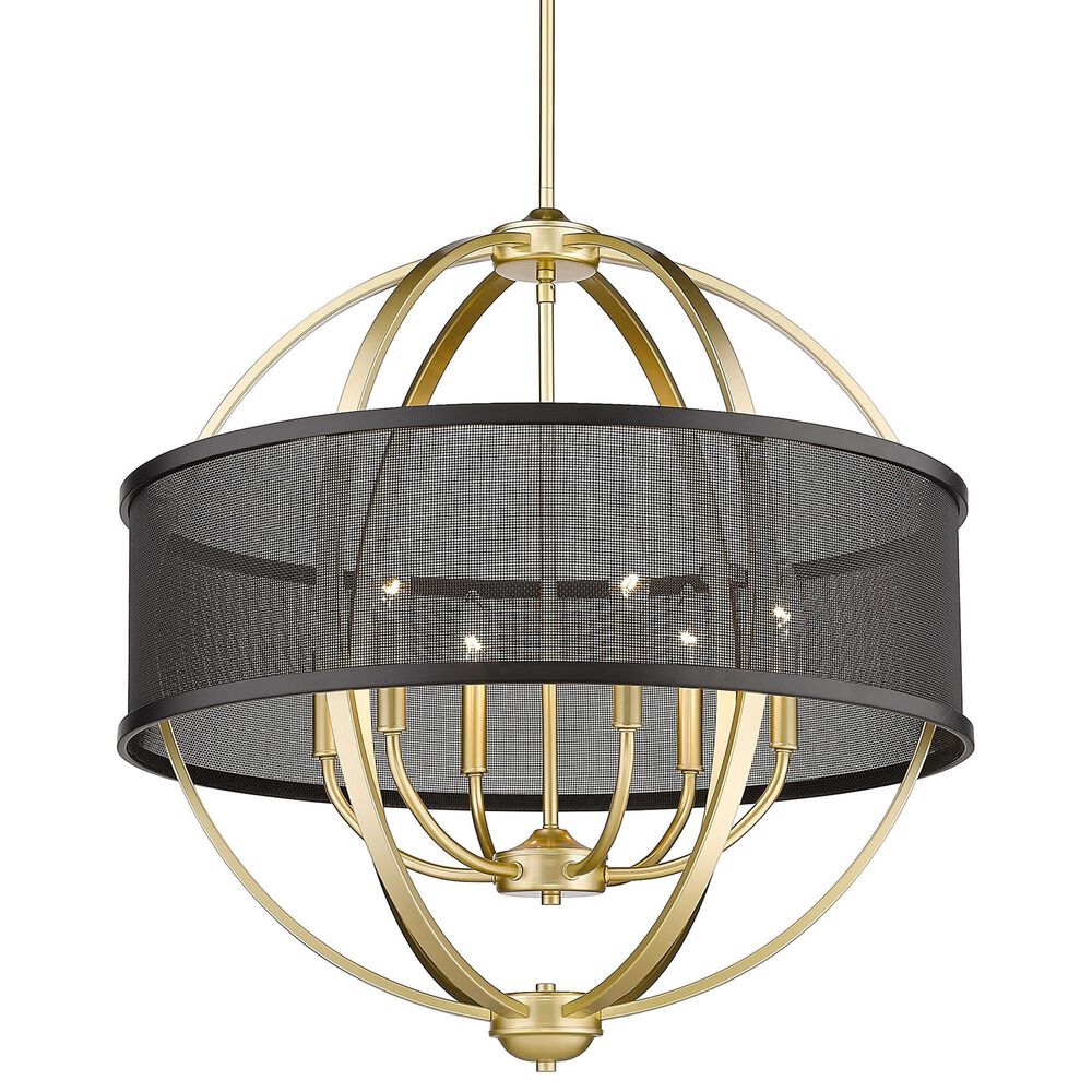 Golden Lighting Colson 6-Light Chandelier with Black Shade in Olympic Gold, , large