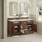 James Martin Vanities Lorelai 60" Double Vanity in Mid-Century Walnut with 3 cm Ethereal Noctis Quartz Top, , large