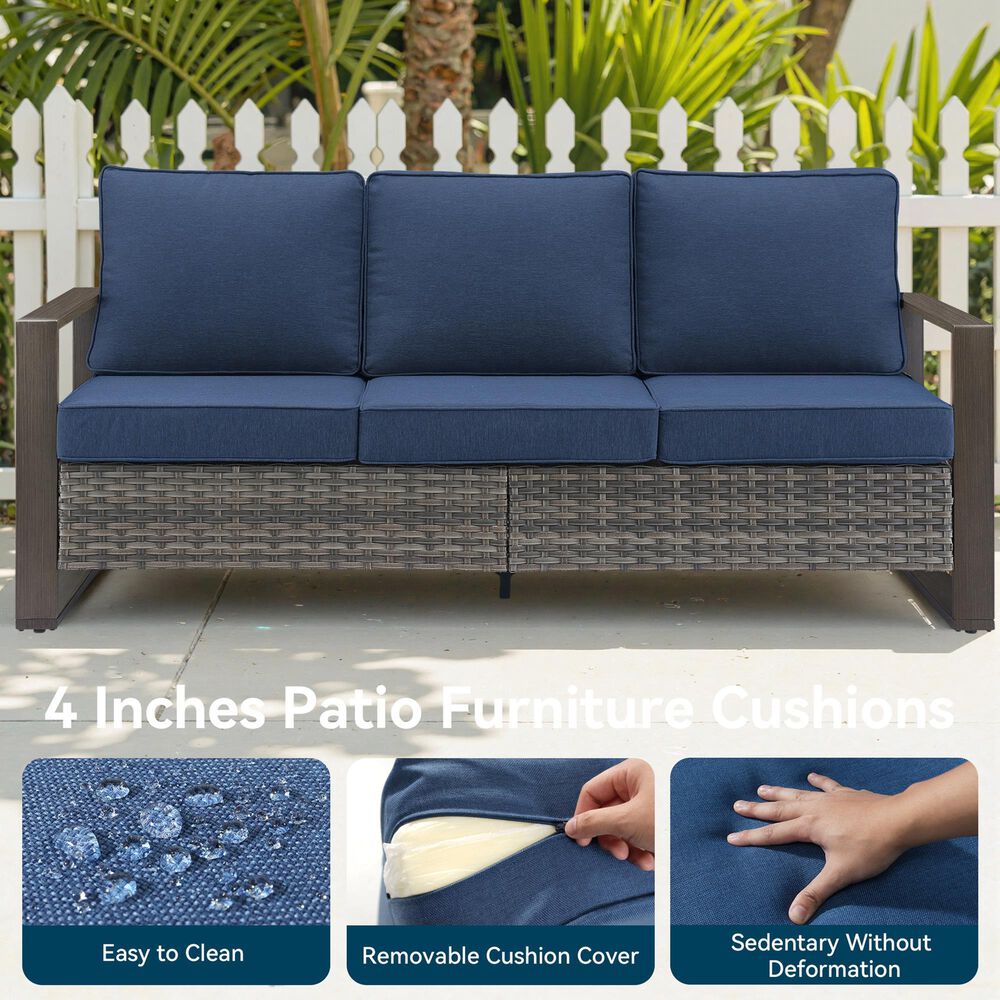 Sunwell Garden 4-Piece Patio Fire Pit Set in Navy, , large