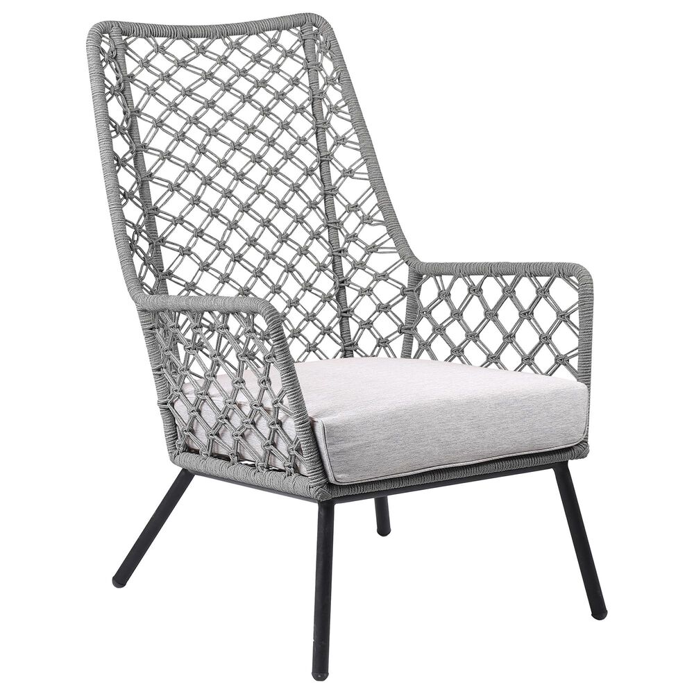 Hearth and Haven MarcoOutdoor Rope Weave Lounge Chair with Steel Frame in Gray, , large