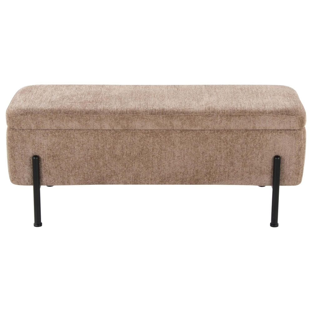 Lumisource Daniella Storage Bench with Brown Cushion in Black, , large