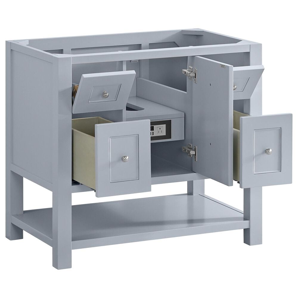 James Martin Vanities Breckenridge 36&quot; Single Bathroom Vanity in Serenity Blue with 3 cm Carrara White Marble Top and Rectangular Sink, , large