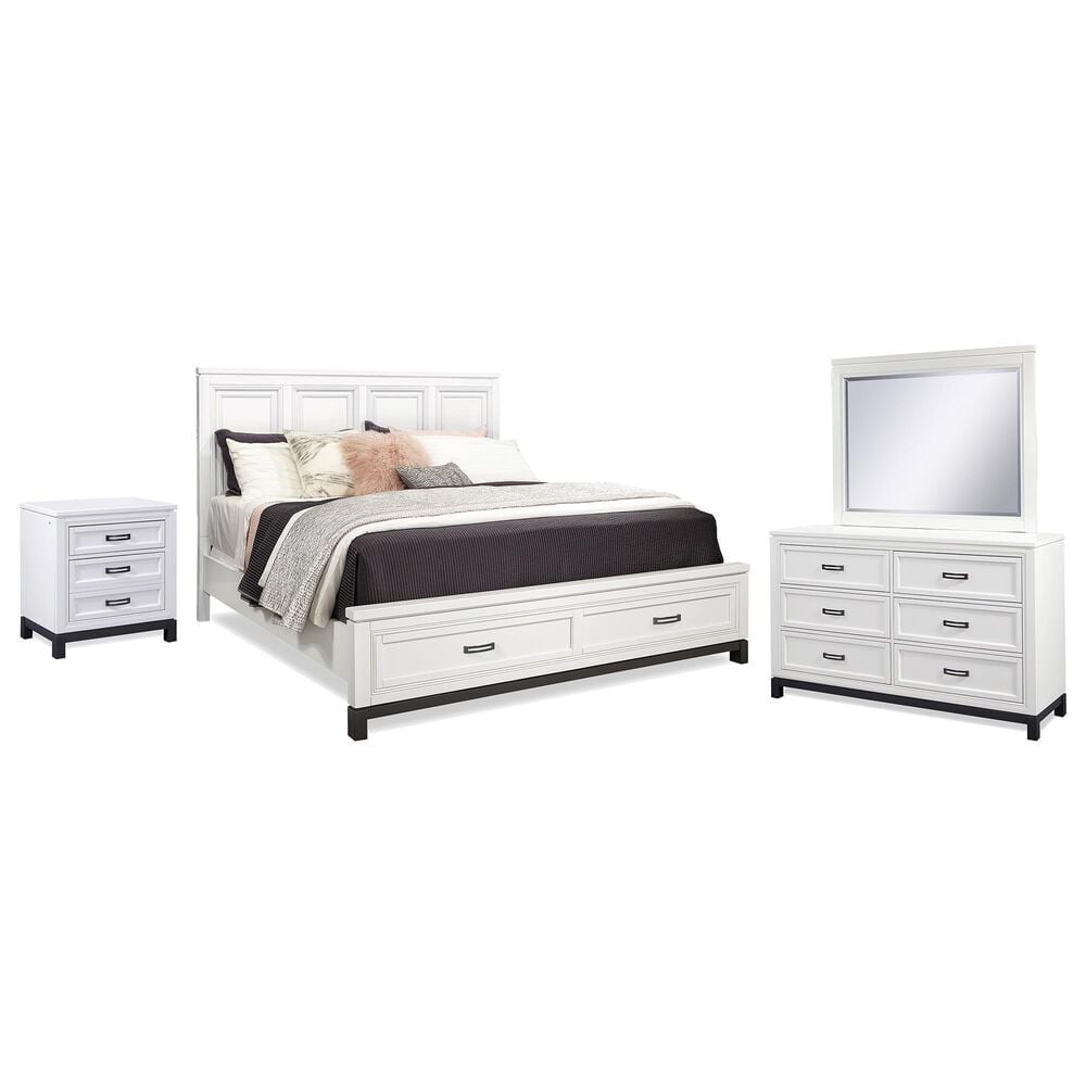 Riva Ridge Hyde Park 4-Piece Queen Storage Bedroom Set in White, , large
