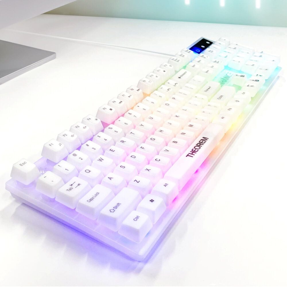 Enhance Theorem 3 Mechanical-Feel Gaming Keyboard in White and Clear, , large